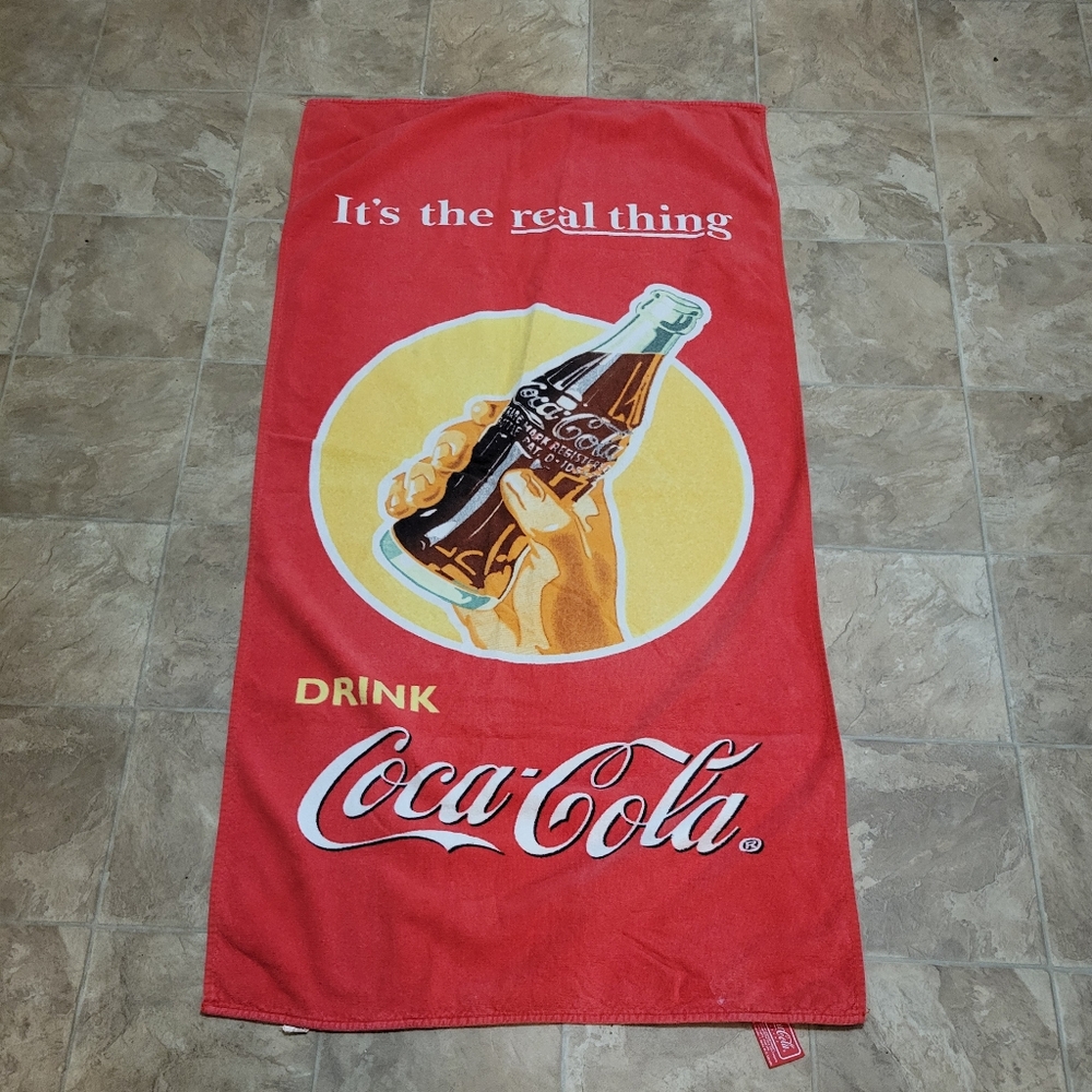Vintage 80s Coca Cola Towel Classic Coke Bottle